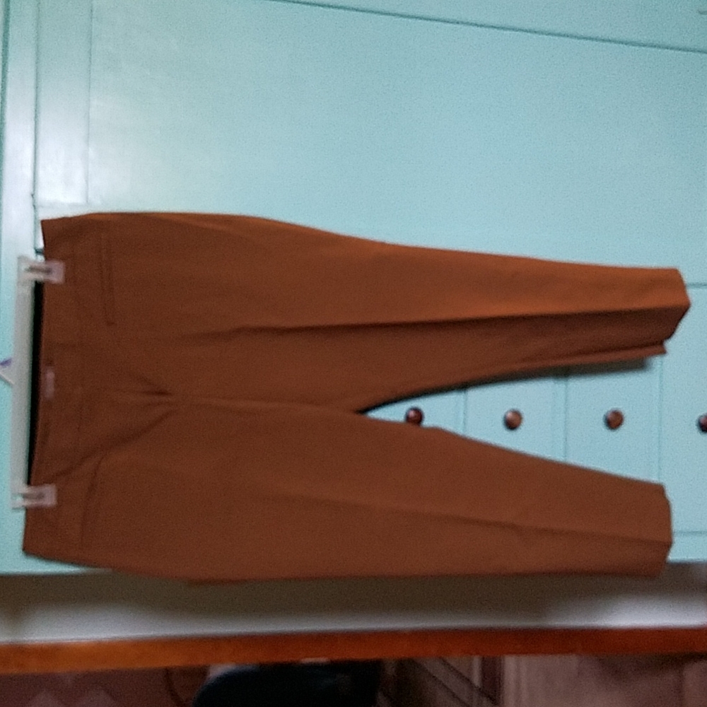 Chico's size 3 brown ankle pants lovingly used with some evidence of wear.